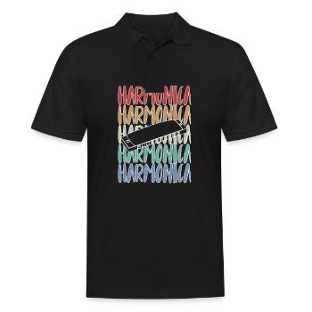 Harmonica Harmonica Player Vintage - Men's Polo Shirt - black - Front - Kai (181cm)