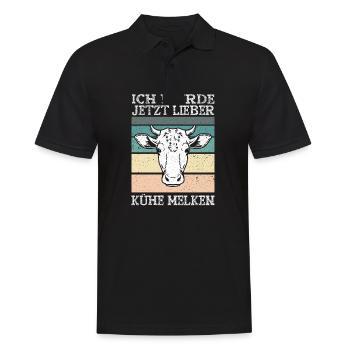 Ich Würde Jetzt Lieber Kühe Melken Kuhliebhaber - Männer Poloshirt - Schwarz - Vorne - Kai (181cm)