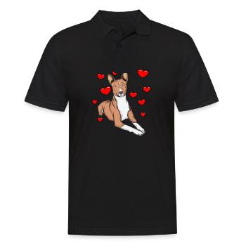 Basenji with hearts - Men's Polo Shirt - black - Front - Kai (181cm)