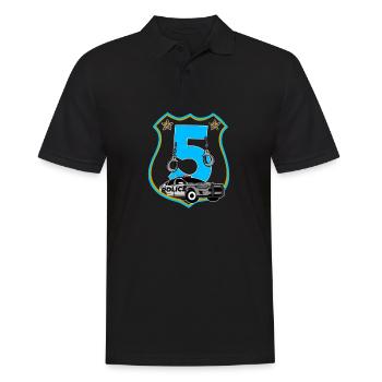 Ich bin schon 5 | 5. Geburtstag Polizei Jungen - Männer Poloshirt - Schwarz - Vorne - Kai (181cm)