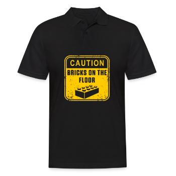 Achtung Klemmsteine Bausteine Auf Boden Geschenk - Männer Poloshirt - Schwarz - Vorne - Kai (181cm)