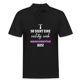 Immobilienkauffrau Immobilien Damen Frauen - Männer Poloshirt - Schwarz - Vorne - Kai (181cm)