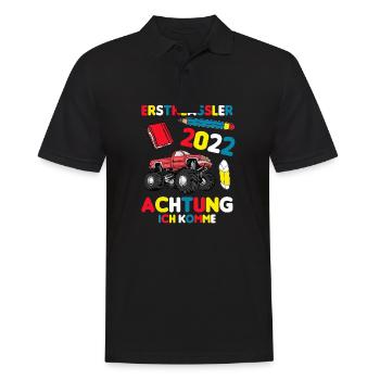 Erstklässler 2022 | Monster Truck Schulkind - Männer Poloshirt - Schwarz - Vorne - Kai (181cm)
