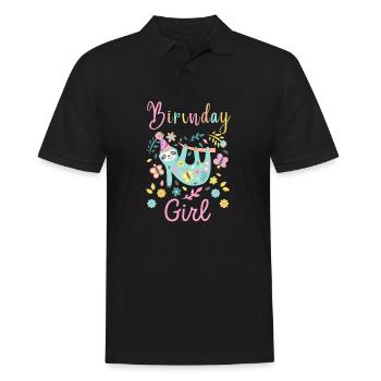 Girl Birthday Sloth Floral Sloths Lover - Men's Polo Shirt - black - Front - Kai (181cm)