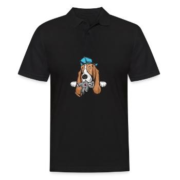 Basset Hound - Männer Poloshirt - Schwarz - Vorne - Kai (181cm)