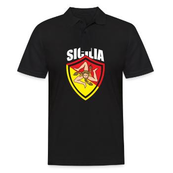 Italien Italia Sicilia Flagge Sizilien Palermo - Männer Poloshirt - Schwarz - Vorne - Kai (181cm)