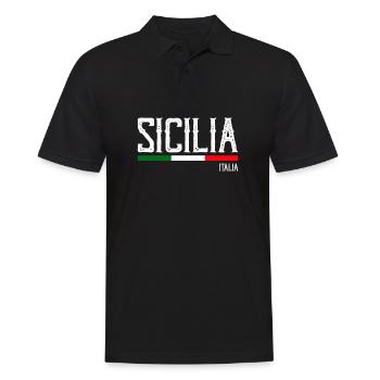 Italien Italia Sicilia Flagge Sizilien Palermo - Männer Poloshirt - Schwarz - Vorne - Kai (181cm)