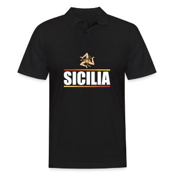 Italien Italia Sicilia Flagge Sizilien Palermo - Männer Poloshirt - Schwarz - Vorne - Kai (181cm)