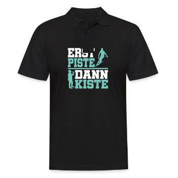 Erst Piste dann Kiste - Männer Poloshirt - Schwarz - Vorne - Kai (181cm)