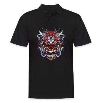 Japanese Demon Skull Mask - Men's Polo Shirt - black - Front - Kai (181cm)
