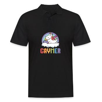 Einhorn Gaymer Gay Gamer Unicorn Gaming Fahne LGBT - Männer Poloshirt - Schwarz - Vorne - Kai (181cm)