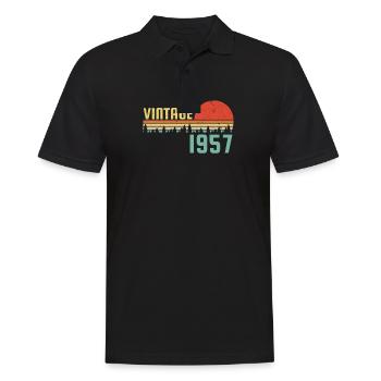 65. Geburtstag Geschenk, Jahrgang 1957, Retro - Männer Poloshirt - Schwarz - Vorne - Kai (181cm)