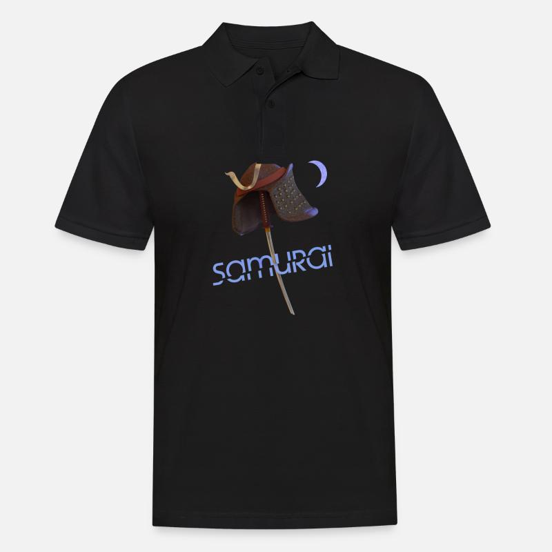 Samurai Helm und Katana - Männer Poloshirt - Schwarz