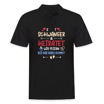 JGA Braut Schwanger Junggesellinnenabschied - Männer Poloshirt - Schwarz - Vorne - Kai (181cm)