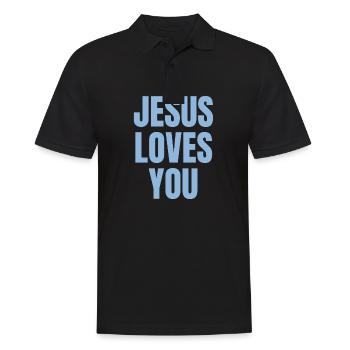 Jésus vous aime - Citations chrétiennes - Polo Homme - noir - Devant - Kai (181cm)
