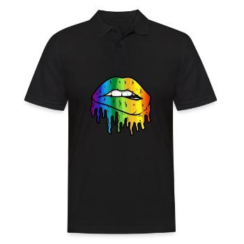 LGBT Rainbow Lip Gay Pride LGBTQ Lips Gay Pride - Men's Polo Shirt - black - Front - Kai (181cm)