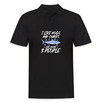 J’aime les chiens et les requins et peut-être 3 personnes - Polo Homme - noir - Devant - Kai (181cm)