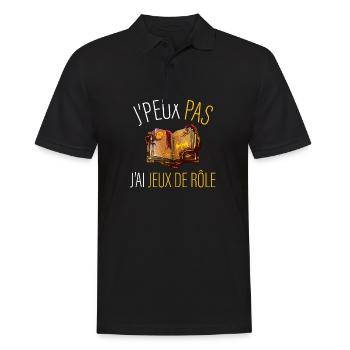 j peux pas j ai jeux de rôle (jdr) - Polo Homme - noir - Devant - Kai (181cm)