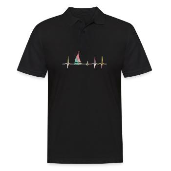 Voilier Voilier Voilier ECG Heartbeat - Polo Homme - noir - Devant - Kai (181cm)