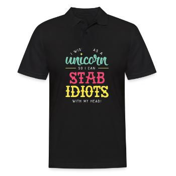 I wish I was a unicorn - Men's Polo Shirt - black - Front - Kai (181cm)