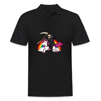 Tod Reiten Einhorn Lustige Einhörner - Männer Poloshirt - Schwarz - Vorne - Kai (181cm)