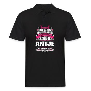 Antje Namensshirt mit lustigem Königin Spruch - Männer Poloshirt - Schwarz - Vorne - Kai (181cm)