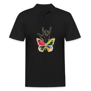 Signe de la main I Langue des signes américaine I ASL J’aime - Polo Homme - noir - Devant - Kai (181cm)