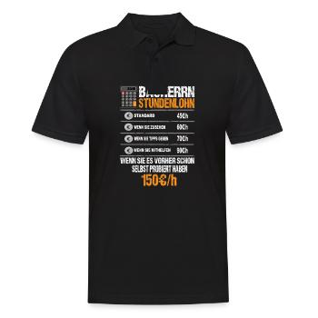Bauherr Stundenlohn - Männer Poloshirt - Schwarz - Vorne - Kai (181cm)