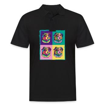 Dog Lover I Pop Art Miniature American Shepherd - Männer Poloshirt - Schwarz - Vorne - Kai (181cm)