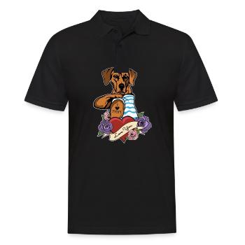 I Love Mom Tattoo I Rhodesian Ridgeback Mom - Men's Polo Shirt - black - Front - Kai (181cm)