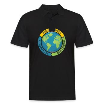 Recyceln Reduzieren Wiederverwenden | Nachhaltig - Männer Poloshirt - Schwarz - Vorne - Kai (181cm)