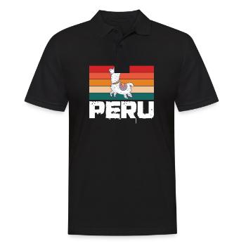 Pérou | Lama péruvien Cusco Pérou Amoureux - Polo Homme - noir - Devant - Kai (181cm)