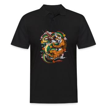 Japanese Dragon Tiger - Men's Polo Shirt - black - Front - Kai (181cm)
