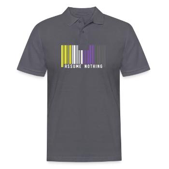 Nonbinary | Nichtbinärer Stolz Barcode Flagge - Männer Poloshirt - Anthrazit - Vorne - Nico (186cm)