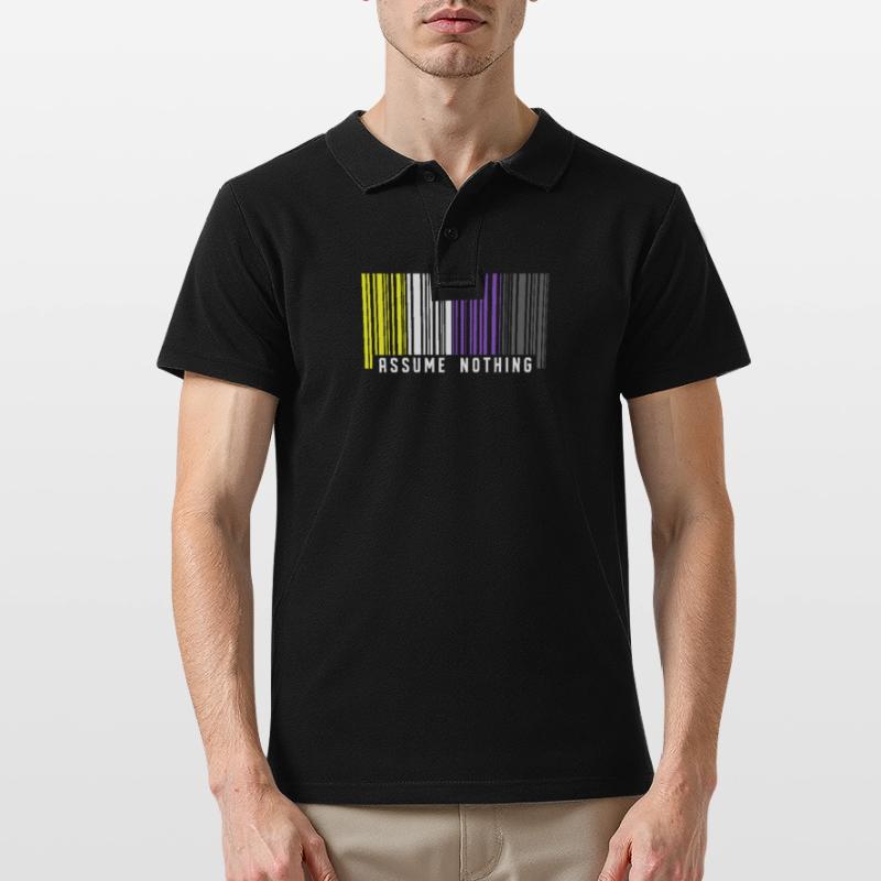 Nonbinary | Non-Binary Pride Barcode Flag Men's Polo Shirt