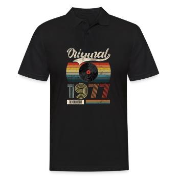 1977 Vintage Anniversaire Cadeau Thé Rétro Style - Polo Homme - noir - Devant - Kai (181cm)
