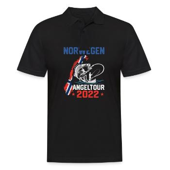 Norwegen Angeltour 2022 Angeln in Norwegen - Männer Poloshirt - Schwarz - Vorne - Kai (181cm)