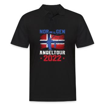 Norwegen Angeltour 2022 Angeltrip nach Norwegen - Männer Poloshirt - Schwarz - Vorne - Kai (181cm)