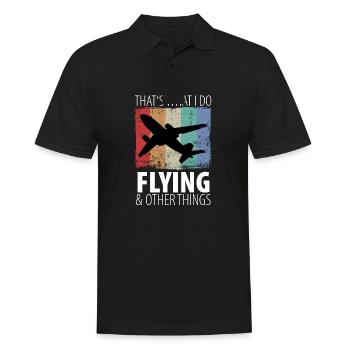 Pilot Aircraft Pilot Airplane Flight Attendant Vintage - Men's Polo Shirt - black - Front - Kai (181cm)
