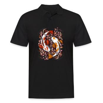 Koi Fisch Kirschblüte - Männer Poloshirt - Schwarz - Vorne - Kai (181cm)