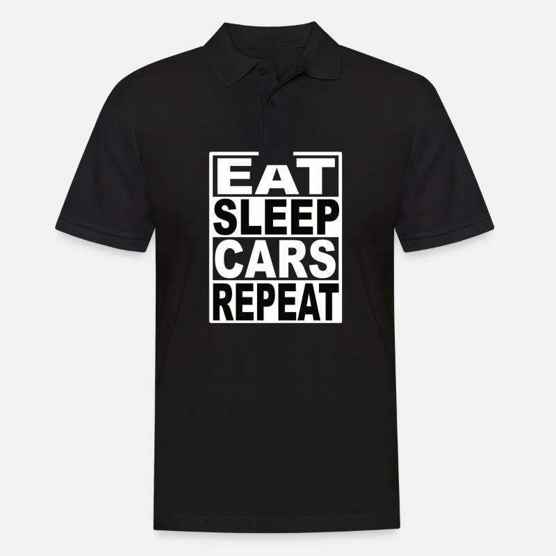 Manger des voitures-sommeil Répéter - Polo Homme - noir