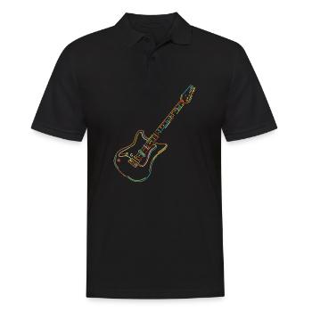E-Gitarre Illustration Gitarren Lehrer Geschenk - Männer Poloshirt - Schwarz - Vorne - Kai (181cm)
