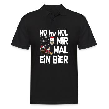 HO HO Hol mir ein Bier Weihnachtsmann - Männer Poloshirt - Schwarz - Vorne - Kai (181cm)