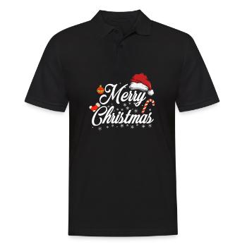 Merry Christmas Happy Christmas - Men's Polo Shirt - black - Front - Kai (181cm)