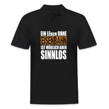 Ein Leben Ohne Eisenbahn Ist Möglich Aber Sinnlos - Männer Poloshirt - Schwarz - Vorne - Kai (181cm)