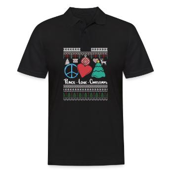 Ugly Weihnachten X-Mas Friedenpeace love christmax - Männer Poloshirt - Schwarz - Vorne - Kai (181cm)