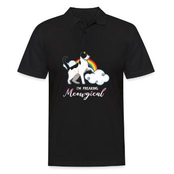 Cat Unicorn Unicorn Rainbow Gift - Men's Polo Shirt - black - Front - Kai (181cm)