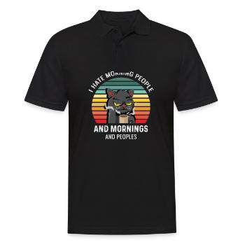 I Hate People and Morning Cat with Coffee - Men's Polo Shirt - black - Front - Kai (181cm)