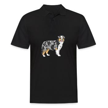 Australian Shepherd - Men's Polo Shirt - black - Front - Kai (181cm)