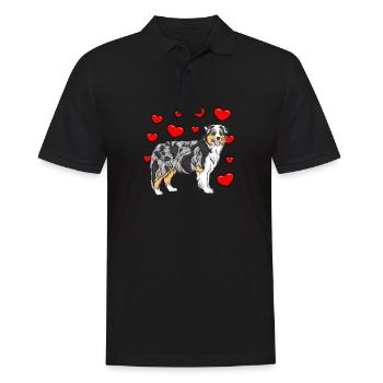Australian Shepherd - Men's Polo Shirt - black - Front - Kai (181cm)